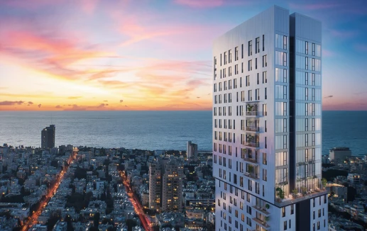 נוף של תל אביב, מגדל יוקרה וים