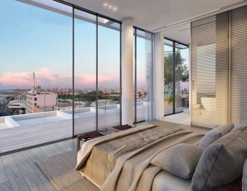 חדר שינה עם נוף לנמל תל אביב