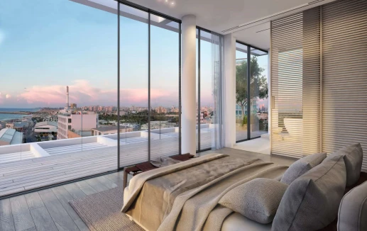 חדר שינה עם נוף לנמל תל אביב
