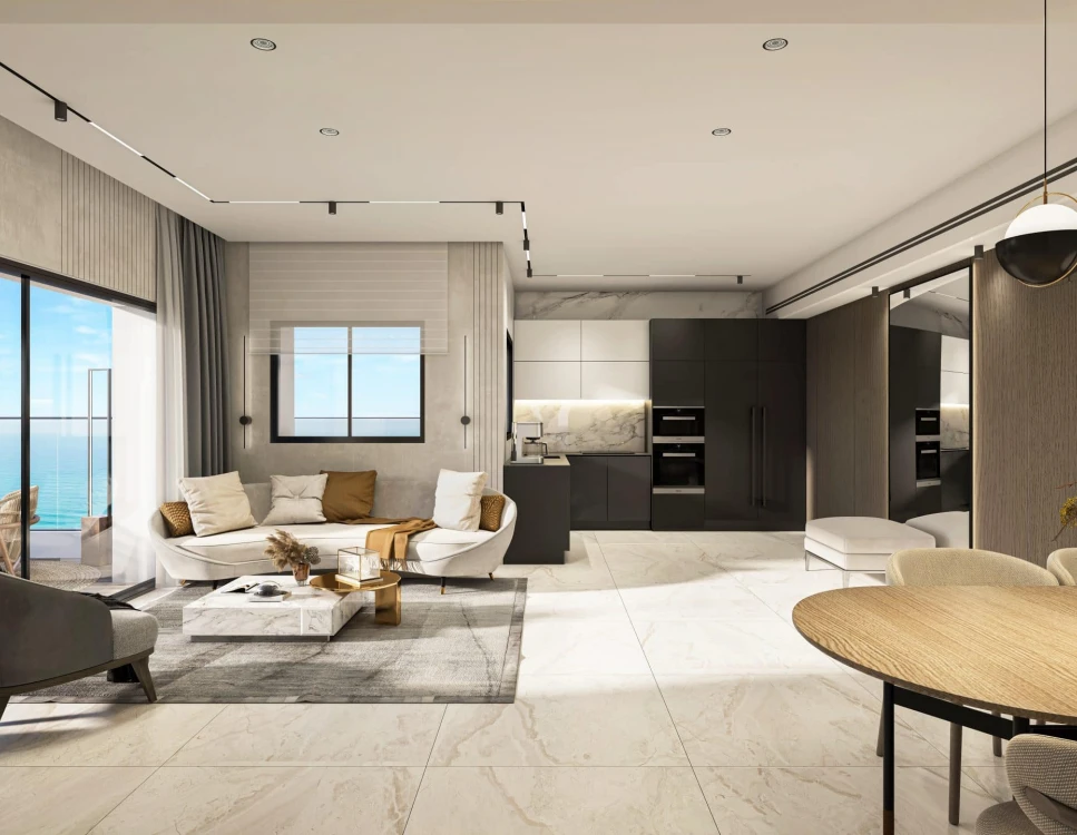 סלון מגורים בבניין AQUA SENSE