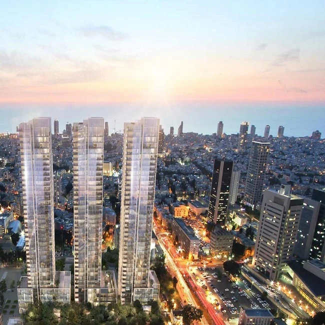 נוף של תל אביב עם מגדלי יוקרה